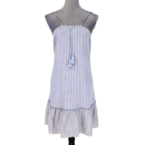The Jetset Diaries Dresses & Skirts - TJD The Jetset Diaries Dress Womens XS Blue White Cotton Linen Blend Lined Mini